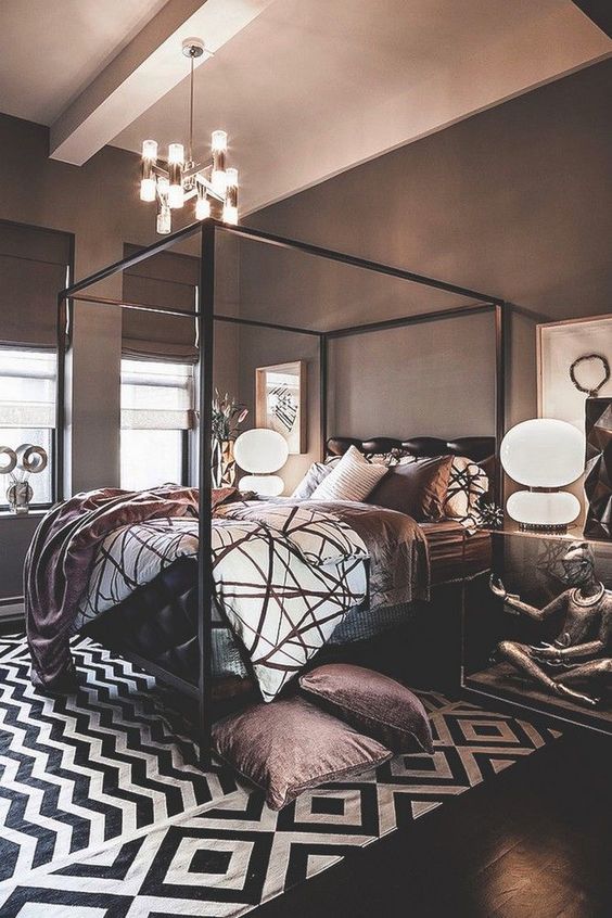 Dark Bedroom Aesthetic with Fancy lights