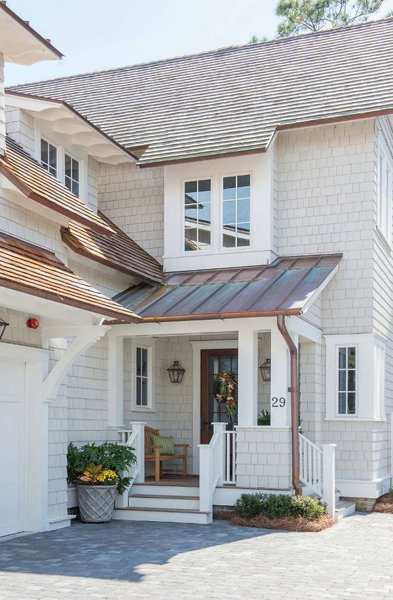 white house brown roof