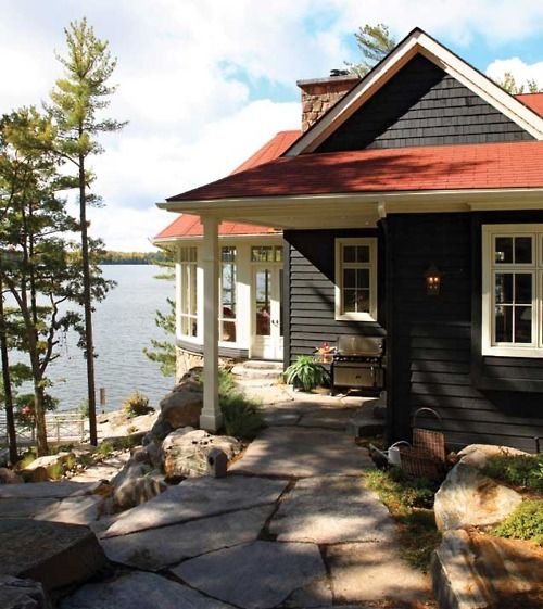 black Exterior Paint Colors and red roof