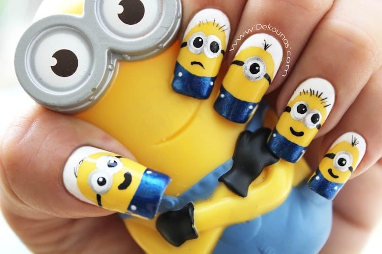 minion and the gang nail art