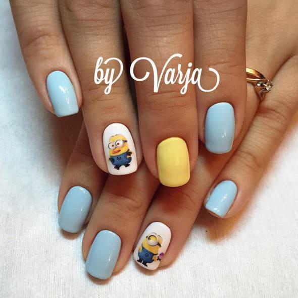 pastel minion nail art
