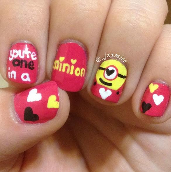 Yellow and Red nail art