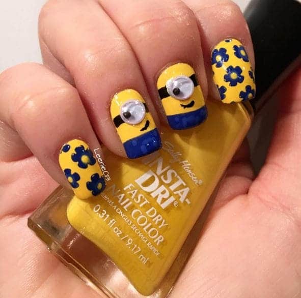 Googly-eyed minions nail style