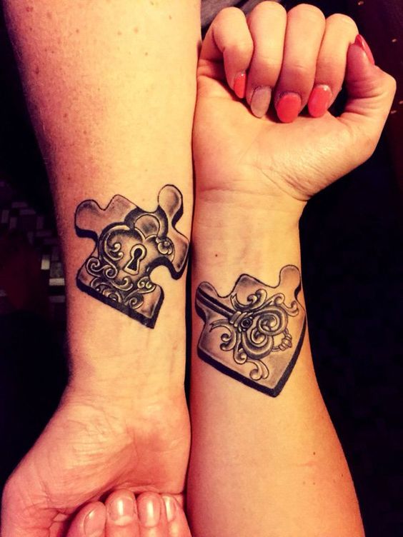 Matching Hearts Puzzle Tattoo