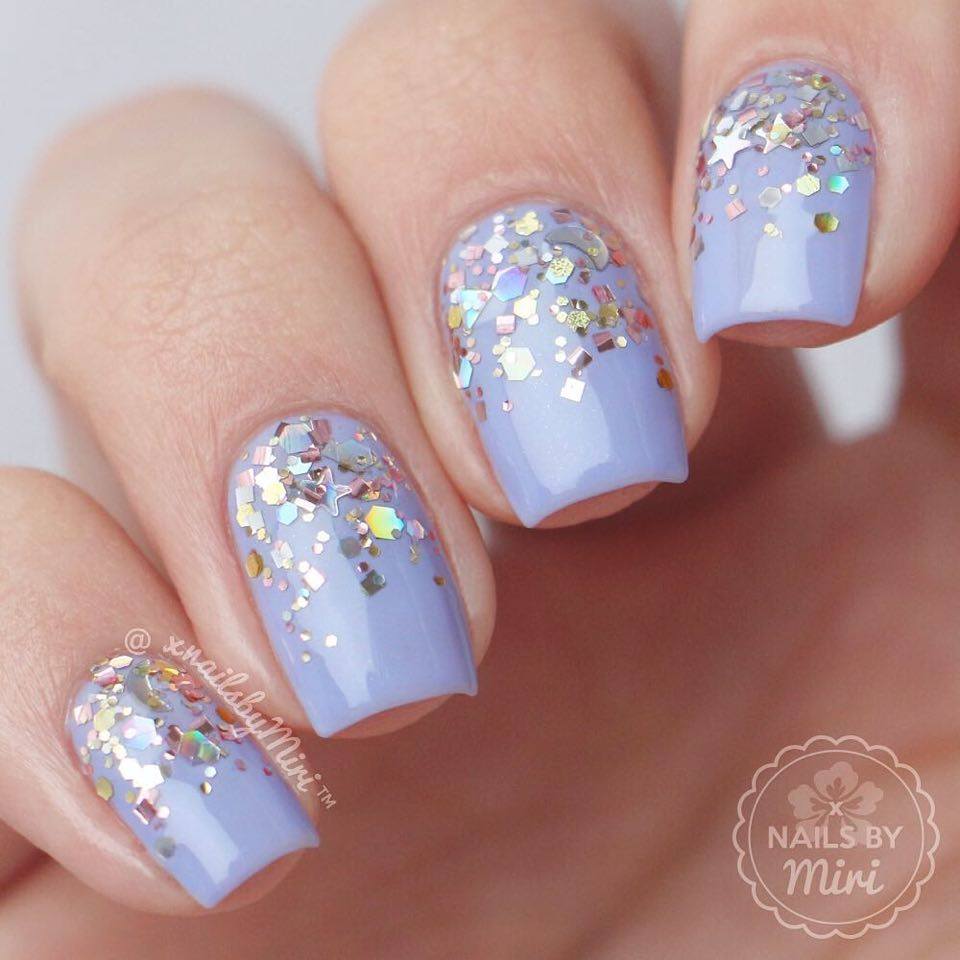 purple glitter nail