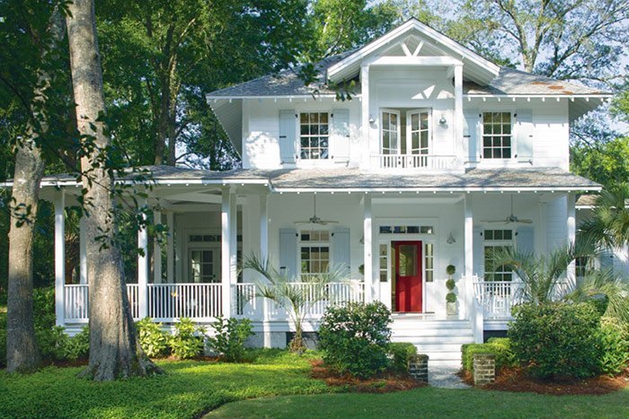 white house paint with red accent