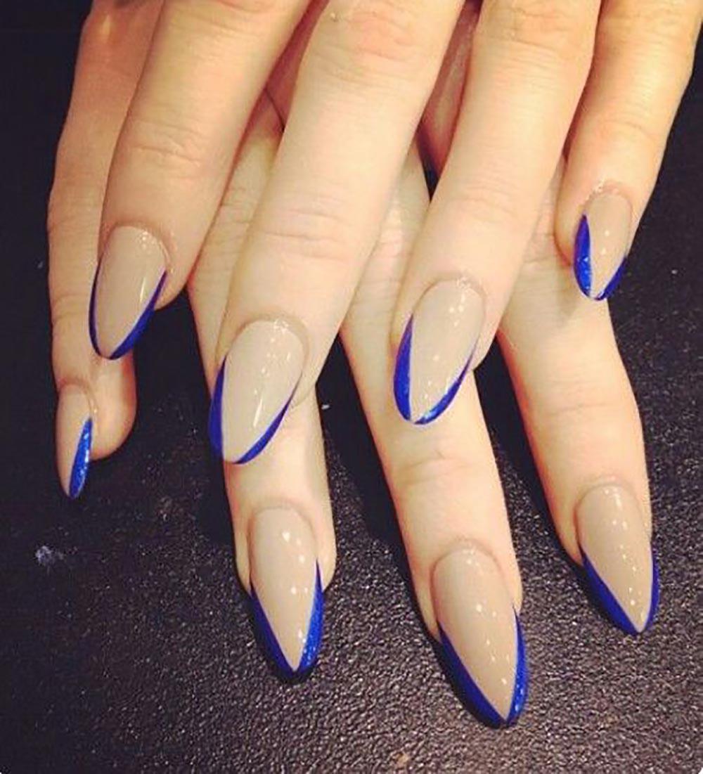 Blue and Natural Pointy nails