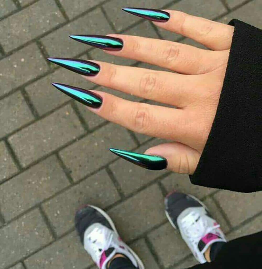 metalic nail designs for stiletto nails