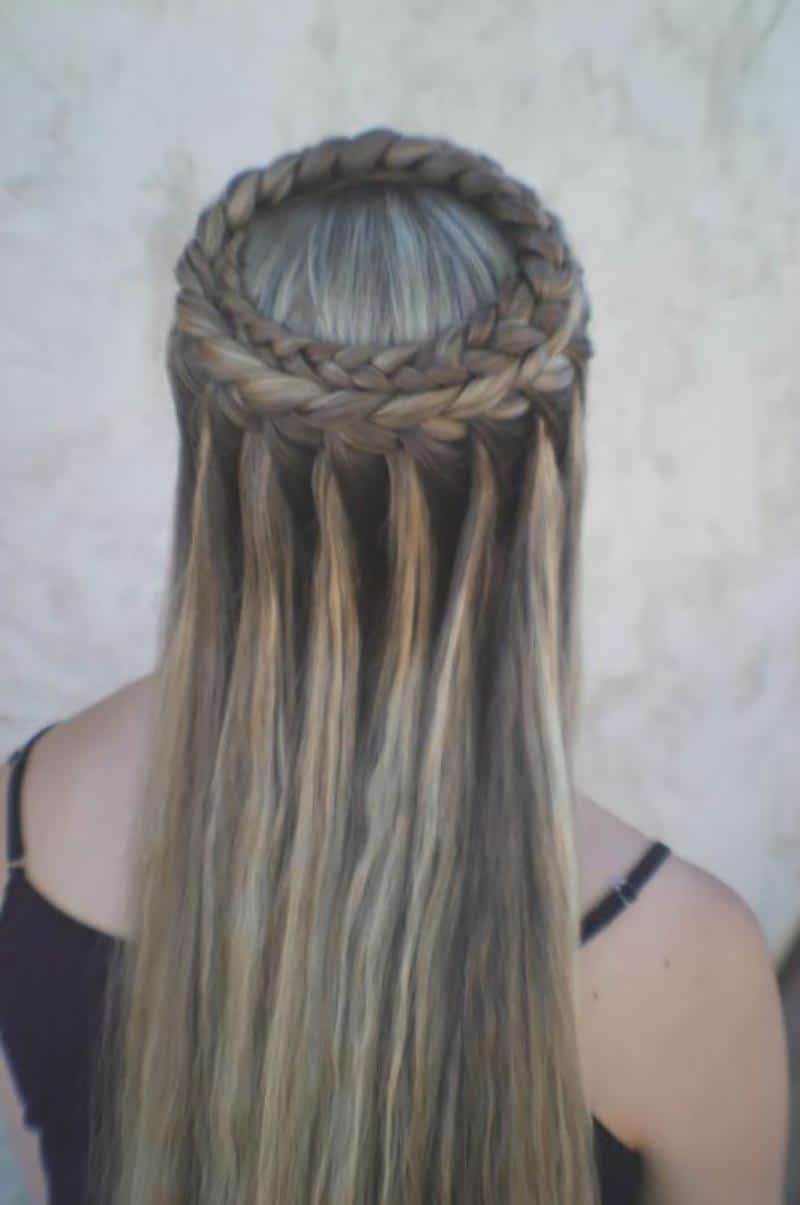 Hair water fall with braided rings