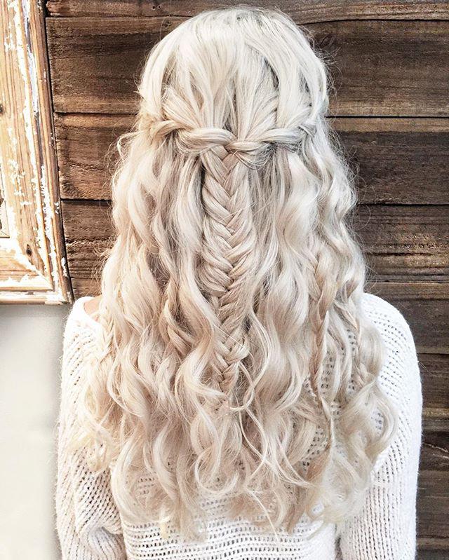 waterfall braids with curls