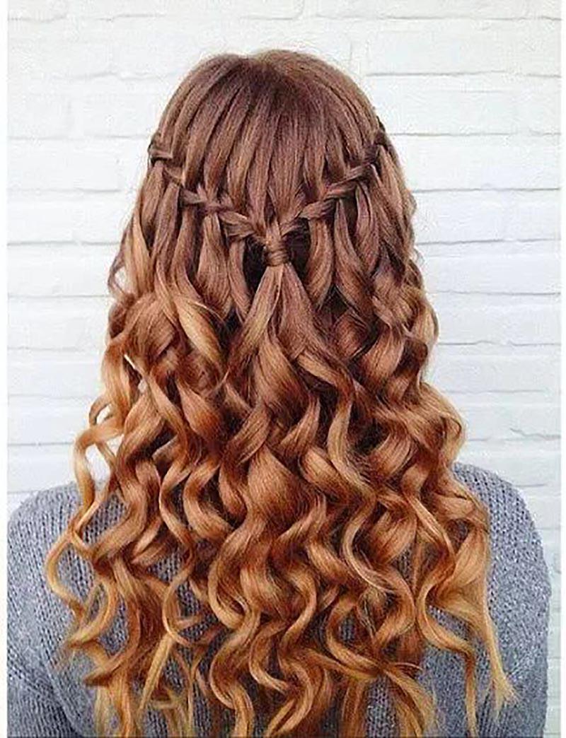 braid on top of head with curls