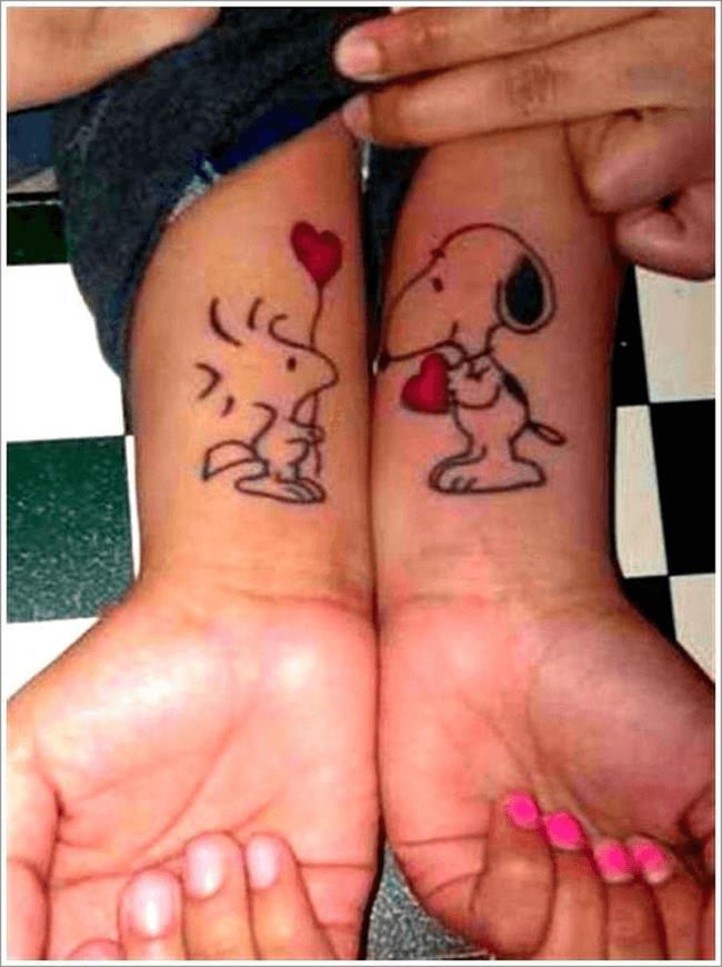 cute snoopy tattoos ideas for a couple