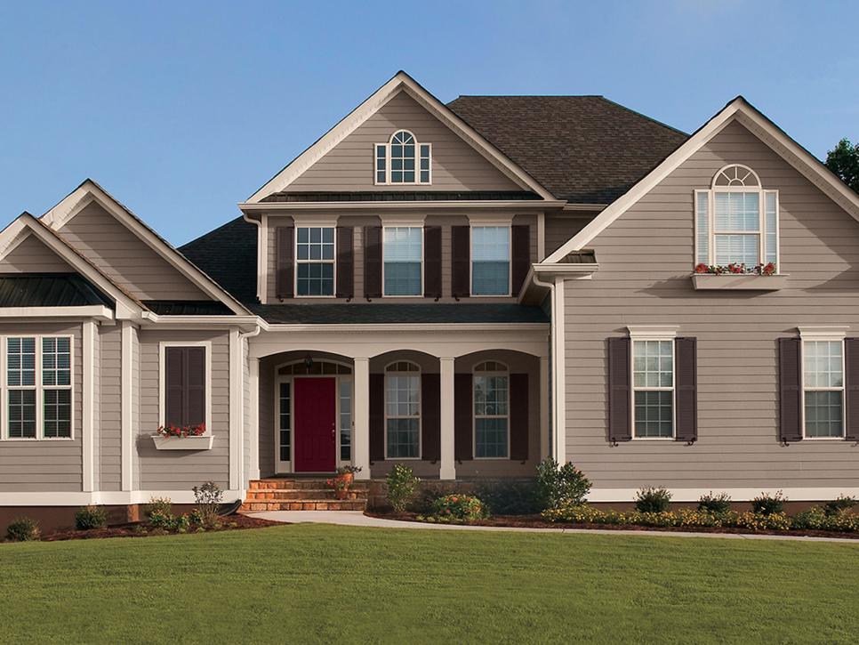 Brown house white trim