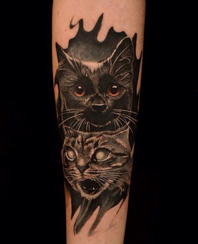 Hyper Realistic  Cat Tattoo