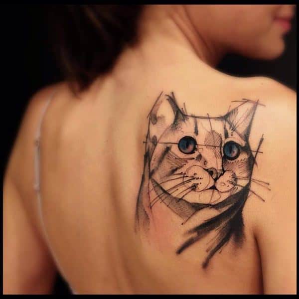 Geometric Cat Tattoo