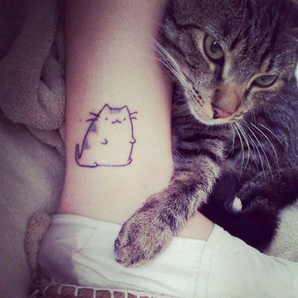 Pusheen Ankle Cat Tattoo