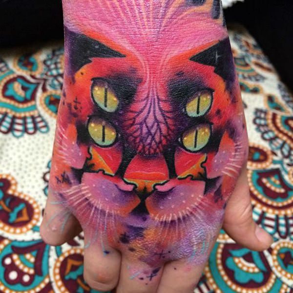 Four Eyed Psychedelic Kitty tattoo