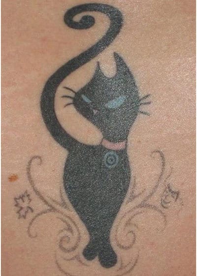 Salem Black Cat Silhouette Tattoo