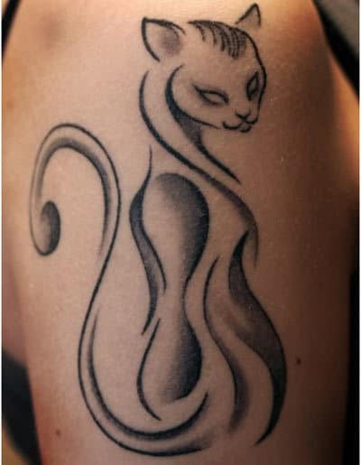 Simple Tribal Cat Tattoo