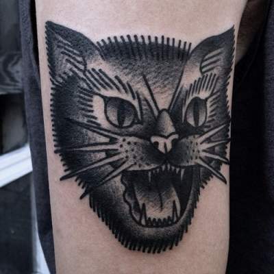 Angry Cat face Tattoo