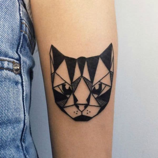 Geometry Cat Head Tattoo