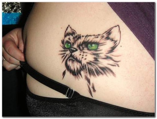 Green Eyed Cat Tattoo
