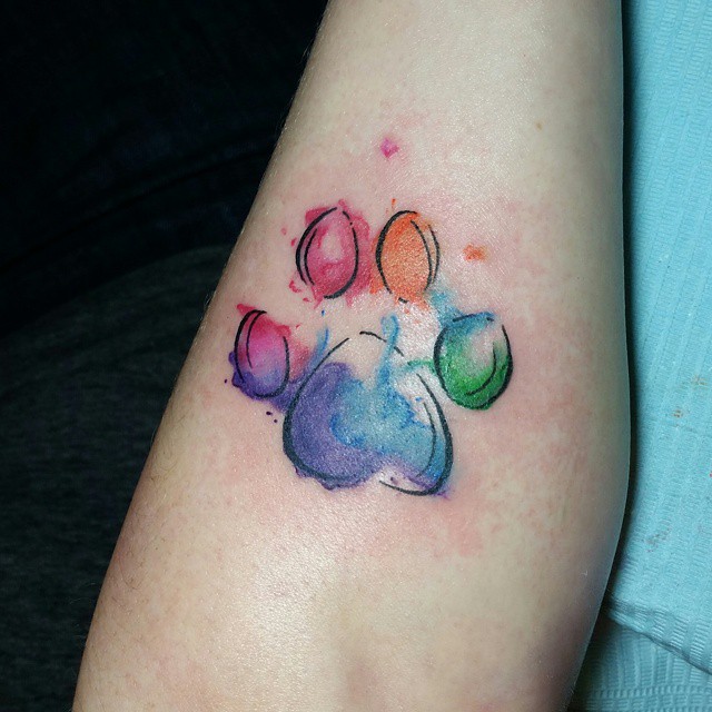 Colorful Paw Tattoo