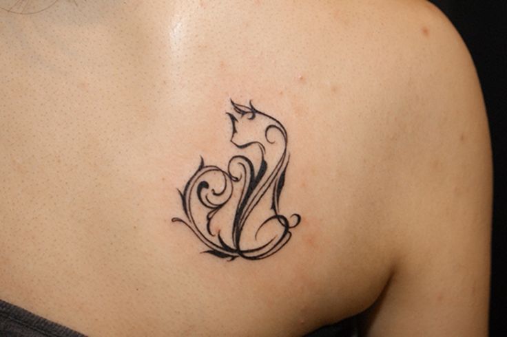 simple Tribal Cat Tattoo 