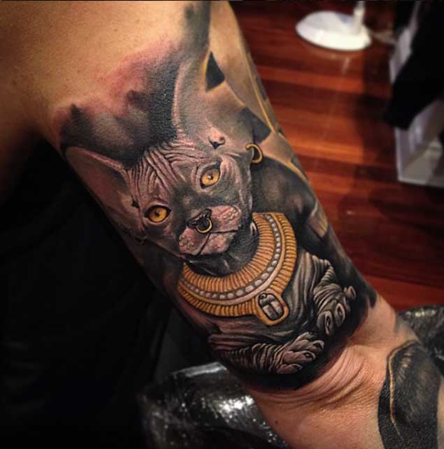 Protector Tribal Cat Tattoo