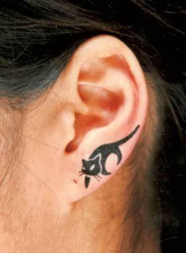 line art simple cat tattoo