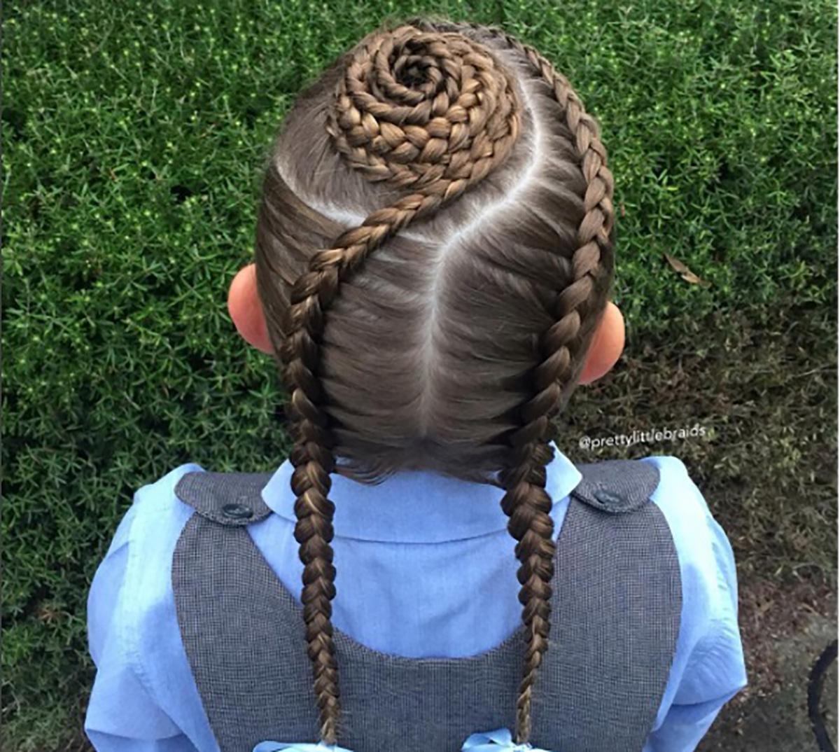  two ponytails braided up