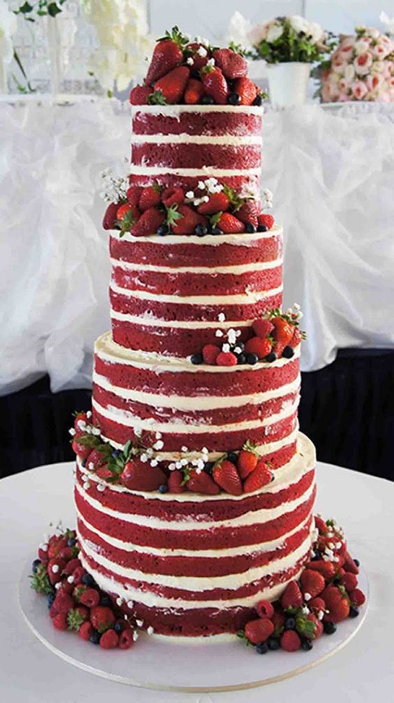 red and white wedding cakes