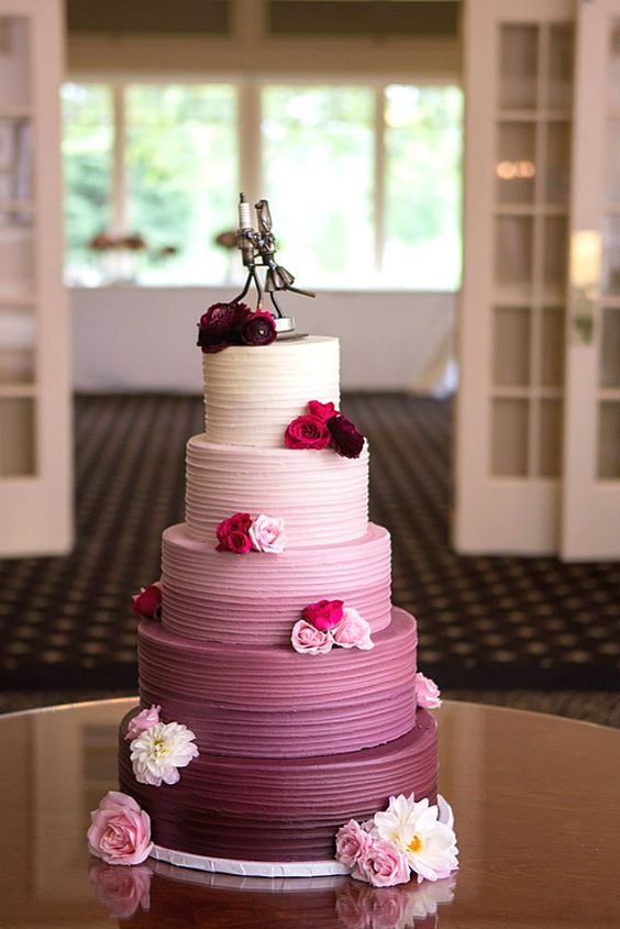 pink Ombre Wedding Cakes