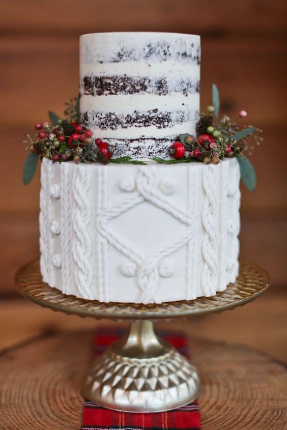 white Knitted two tier Wedding Cakes