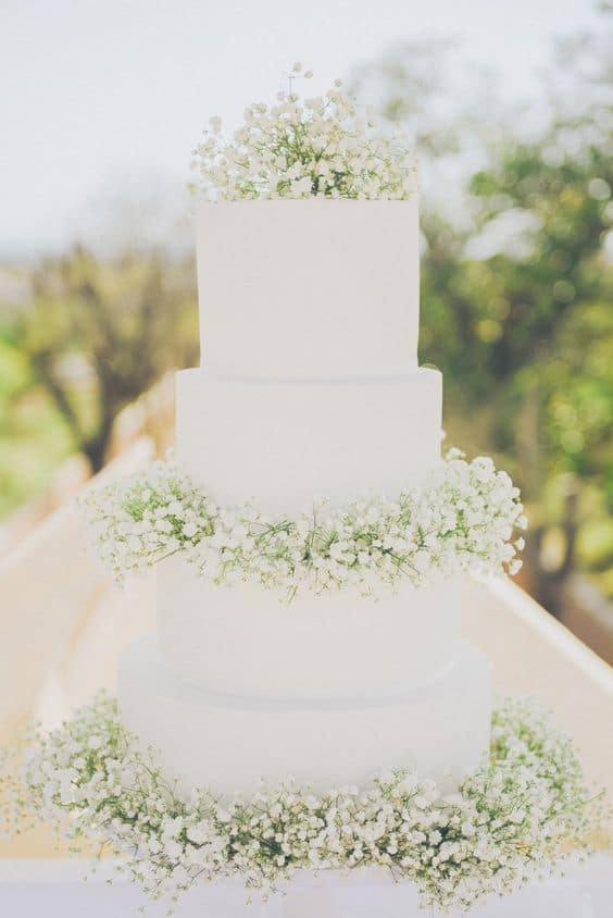 White Wedding Cakes with Flowers