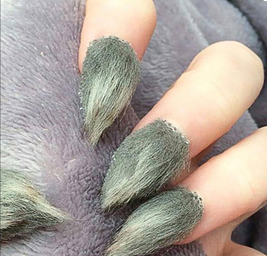 green furry nails