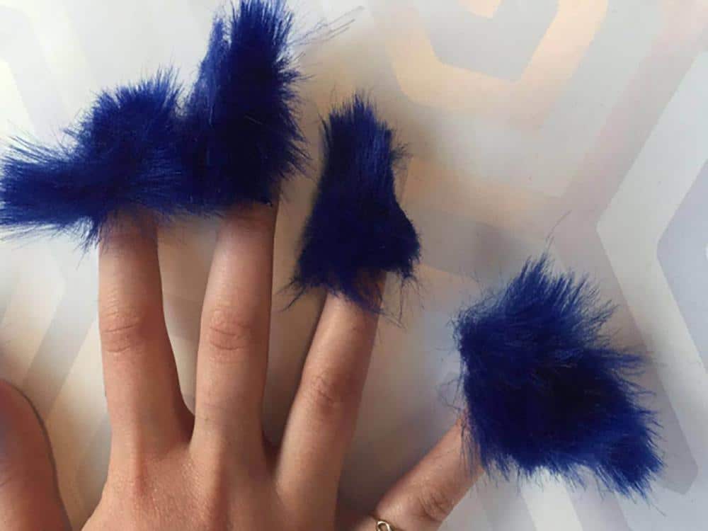 blue furry nails