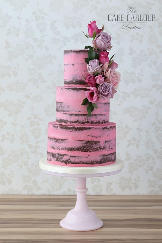 pink naked Wedding Cakes