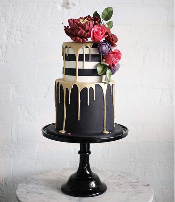 black and white Two Tier Wedding Cake Design