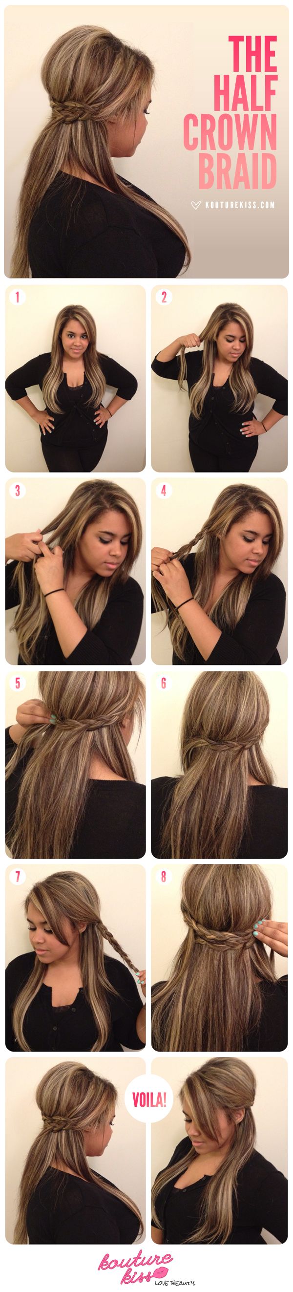Easy Hairstyle Half Up Braided Crown