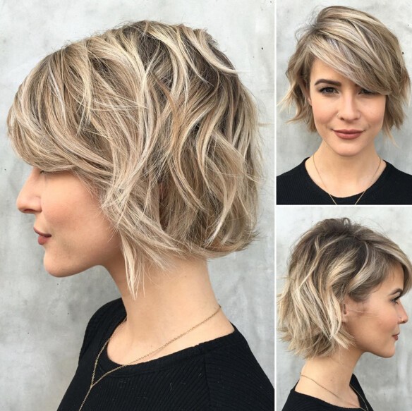 women's Wavy Short Haircut with Bangs