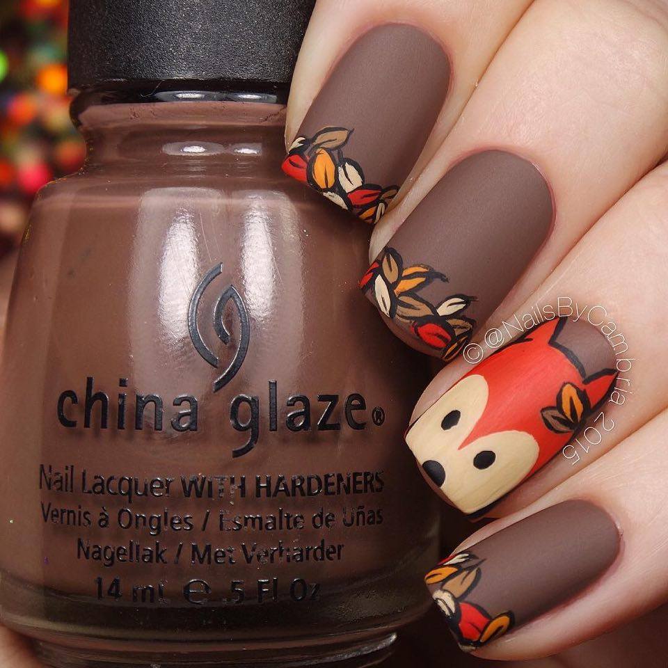 Brown nail with leaf