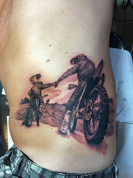Father and Son Tattoo Ideas on Waist