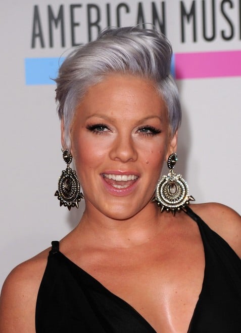 Pompadour Quiff in silver lavender hair color