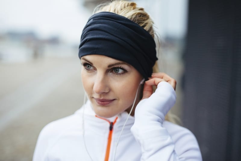 woman with headband
