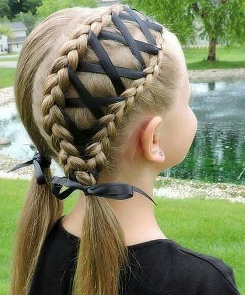 2 Ponytails with Braids