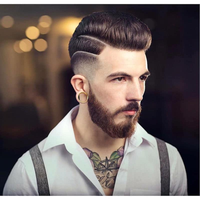 High Low Fade with Medium Pompadour