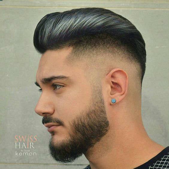 High Fade with Longer Hair Blown Dry on Top