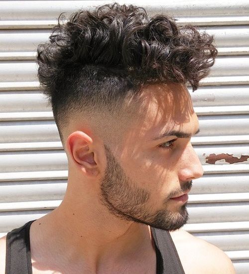 Hi Fade with Curly Hair Men’s Haircut