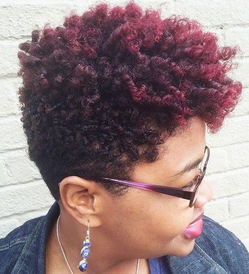 Short natural burgundy hairstyle